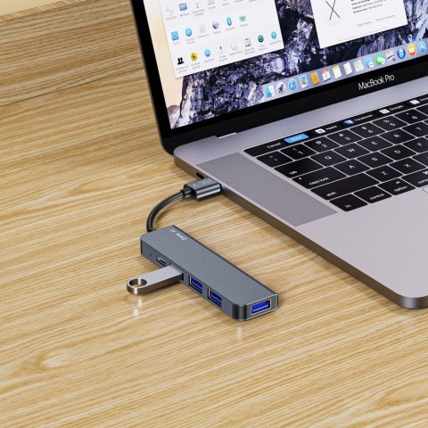5w1 HUB rozdzielacz USB-A na USB-A USB-C - szary 5w1 HUB rozdzielacz USB-A na USB-A USB-C - szary