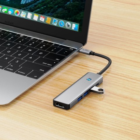 5w1 HUB Adapter USB-C PD USB-A HDMI 4K 60Hz 100W - szary 5w1 HUB Adapter USB-C PD USB-A HDMI 4K 60Hz 100W - szary