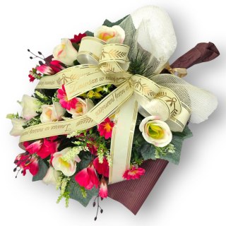 WYJĄTKOWA WIĄZANKA POGRZEBOWA WIENIEC SZTUCZNE KWIATY + WŁASNY NAPIS