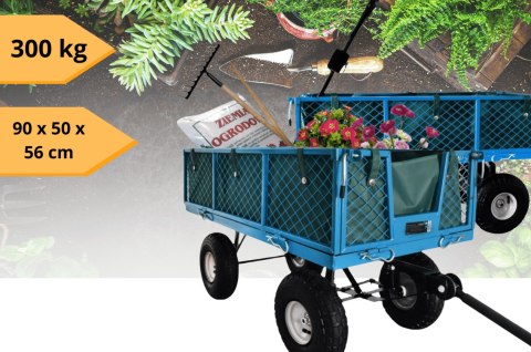 Wózek Ogrodowy 300 kg Pneumatyczne Koła Demontowalne Ścianki Stalowy Kosz