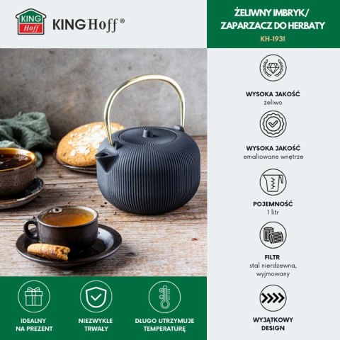 ZAPARZACZ ŻELIWNY IMBRYK 1L Z FILTREM KINGHOFF KH-1931 ZAPARZACZ ŻELIWNY IMBRYK 1L Z FILTREM KINGHOFF KH-1931