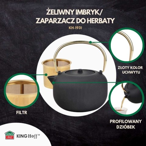 ZAPARZACZ ŻELIWNY IMBRYK 1L Z FILTREM KINGHOFF KH-1931 ZAPARZACZ ŻELIWNY IMBRYK 1L Z FILTREM KINGHOFF KH-1931