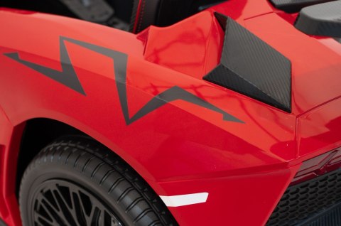 Auto Lamborghini Aventador SV na akumulator dla 2 dzieci Czerwony + Pilot 2,4 GHz + Pianka EVA + Audio LED