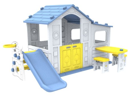 Duży Dom Z Przedsionkiem 4w1 Niebieski Dach