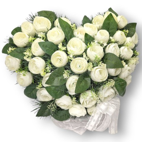 ELEGANCKI STROIK NA POMNIK SERCE XL KOMPOZYCJA KWIATOWA NA GRÓB