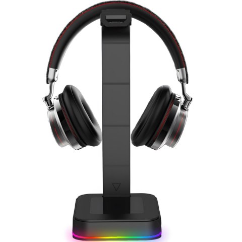 Stojak uchwyt biurkowy gamingowy na słuchawki HUB USB podświetlany RGB LED