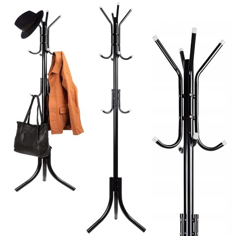 Wieszak podłogowy stojący na ubrania loft 3 poziomy 175 cm - czarny