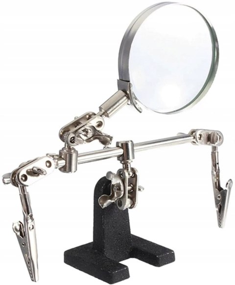 Zestaw do lutowania trzecia ręka z lupą 2.5x regulowanymi uchwytami