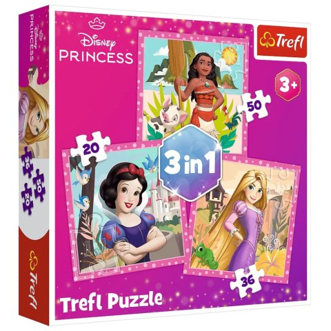 Puzzle - 3w1 - Piękne kwiaty - Disney Princess Trefl 34875
