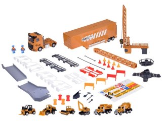 Interaktywny zestaw Tir z rozkładana naczepa Dźwig Wózek widłowy ZA5065