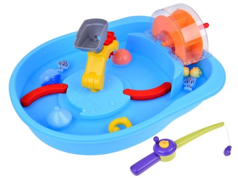 Niebieski stolik wodny z kołem młyńskim + akcesoria do łowienia ZA5566