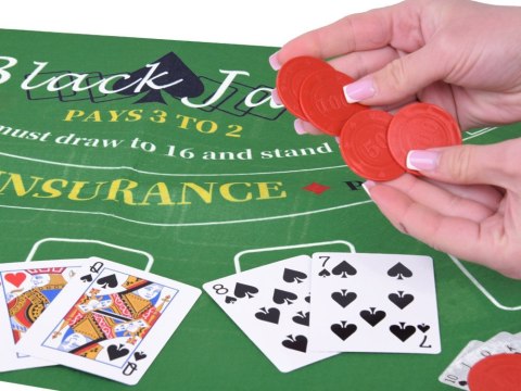 Zestaw Gra karciana 2w1 Poker i BlackJack Żetony + karty + plansza GR0706