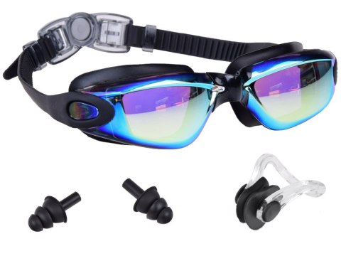 ZESTAW Okulary do pływania UV ANTI-FOG + zatyczki do uczu i nosa SP0792 ZL