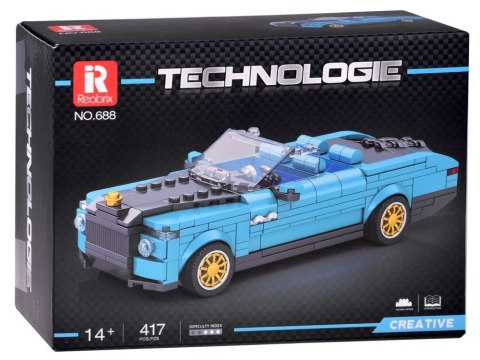 Klocki techniczne Retro auto NIEBIESKI KABRIOLET złote felgi 417-ele ZA5788