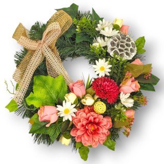 OKRĄGŁY WIANEK STROIK WIĄZANKA NA CMENTARZ DEKORACJA POD ZNICZ