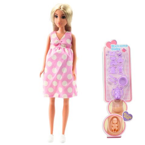 Lalka Anlily W Ciąży Sukienka W Kropki Akcesoria Dziecko