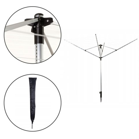 Suszarka ogrodowa na pranie 60 m powierzchni suszenia świder do montażu + pokrowiec gratis ModernHome