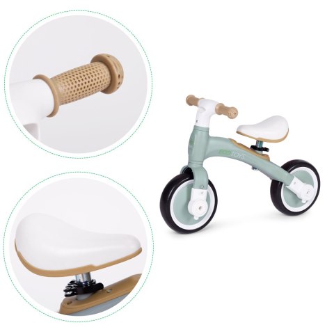 Rower rowerek biegowy z pedałami - treningowy kółka boczne 3w1 zielony ECOTOYS