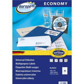 Etykiety Europe100 A4 105x57mm białe (100)