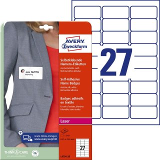 IDENTYFIKATORY SAMOPRZYLEPNE AVERY A4 63.5x29.6mm BIAŁE (27x20)