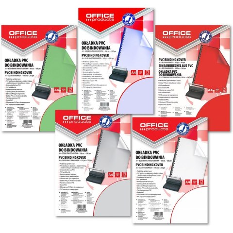 Okładki do bindownicy Office Products A4/200µm czerwone (100)