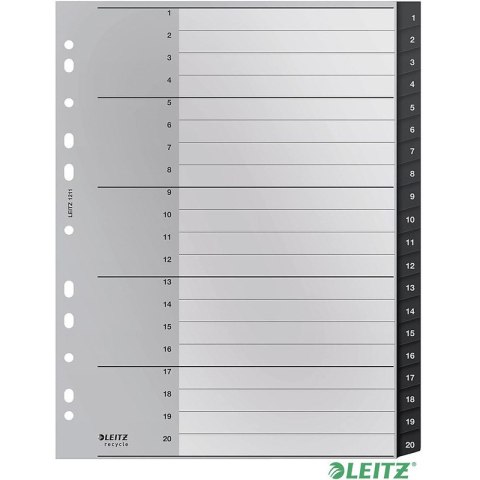Przekładki PP Leitz Recycle A4 Maxi 1-20 czarne