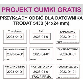 DATOWNIK TRODAT 5430 ISO 4 MM 41X24 MM WKŁADKA MIX