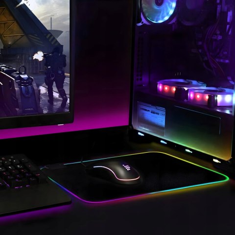 Podkładka mata gamingowa na biurko pod mysz podświetlana 35 x 25 cm