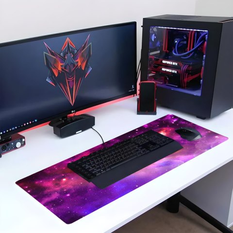 Podkładka mata gamingowa na biurko pod mysz XXL 80 x 40 cm - kosmos różowy