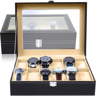 Pudełko organizer box na zegarki lub biżuterię 12 przegród - czarne