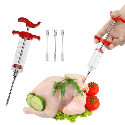 Strzykawka do peklowania marynowania mięsa 3 igły 30 ml