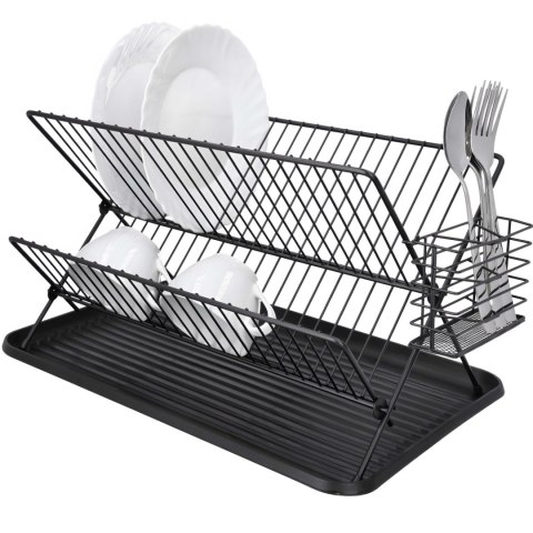 Suszarka do naczyń ociekacz dwupoziomowy metalowy czarny