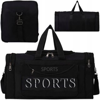 Torba podróżna sportowa na ramię 3 kieszenie - czarna