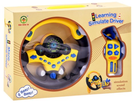 Interaktywna Kierownica na stojaku + pilot kluczyki dźwięki ZA3965