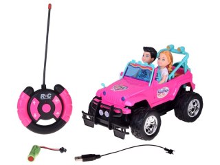 Zdalnie sterowane RÓŻOWE AUTO dla lalek + chłopiec i dziewczynka RC0734