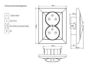 PERŁA GNIAZDO PODWÓJNE P/T Z/U SREBRNY