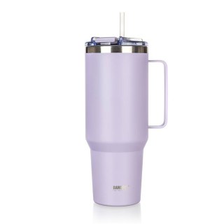 STALOWY KUBEK TERMICZNY TERMOS 1200ml Z RĄCZKĄ I SŁOMKĄ BANQUET TWAIN LILA