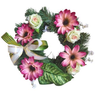 OKRĄGŁY STROIK WIĄZANKA WIANEK NA CMENTARZ DEKORACJA POD ZNICZ