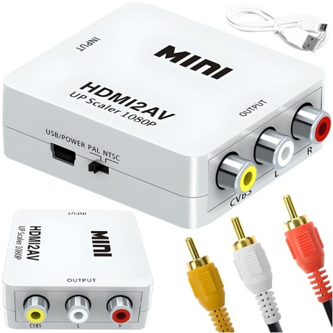 Adapter konwerter RCA AV CINCH - HDMI Full HD 5 V