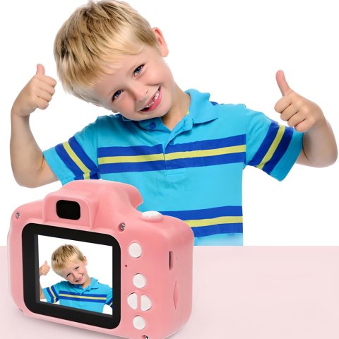 Aparat cyfrowy dla dzieci 5 gier 2'' microSD - różowy