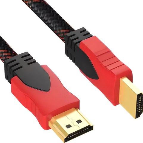 Kabel przewód HDMI FullHD 4K 3D 4.5 m - czarno czerwony