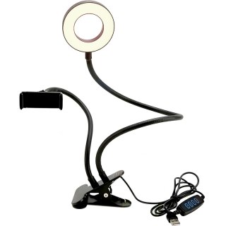 Lampa LED z uchwytem do telefonu selfie mocowana na klips