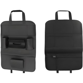 Organizer ochraniacz na fotel samochodowy 7 przegród eko skórka - czarny