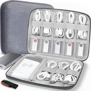 Organizer podróżny etui na kable przewody ładowarki 8 przegród