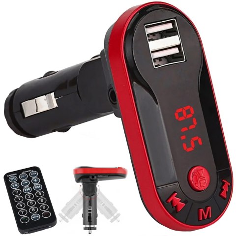 Transmiter FM samochodowy z ładowarką MP3 Bluetooth USB SD LCD