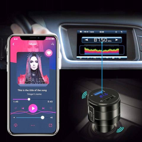 Transmiter samochodowy FM MP3 Bluetooth z ładowarką USB LCD