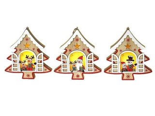 Ozdoba świąteczna drewniana ze światłem MIX