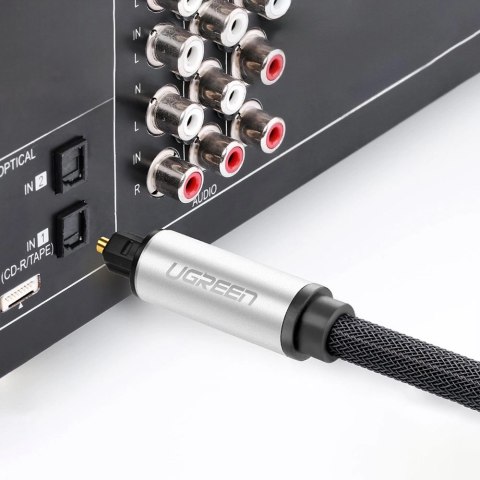 Kabel przewód optyczny audio światłowód Toslink SPDIF 1m - szary