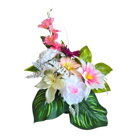 Bukiet do wazonu na grób stroik na cmentarz wiązanka sztuczne kwiaty