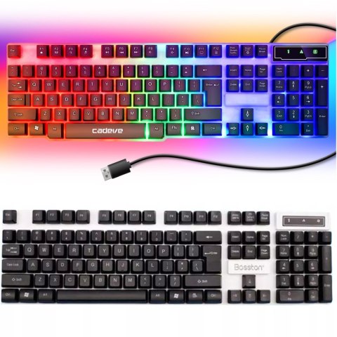Klawiatura przewodowa multimedialna podświetlana dla gracza kolorowa USB